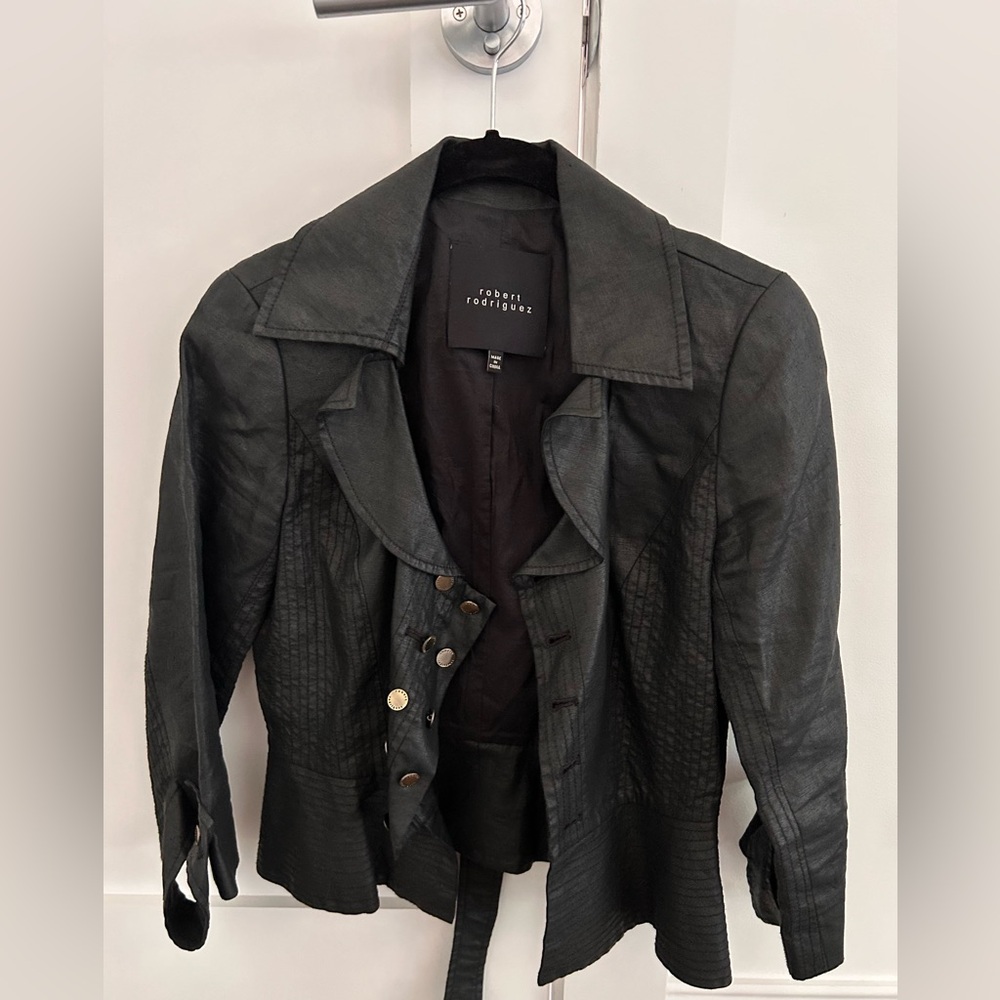 Robert Rodriguez Black Jacket Blazer with Belt